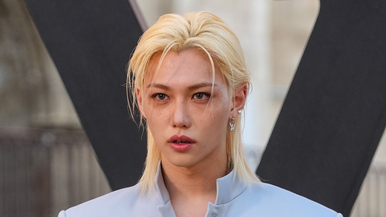 Stray Kids' Felix Went All In on the Pastel Blue Trend at Louis Vuitton 2026 Cruise Show — See Photos