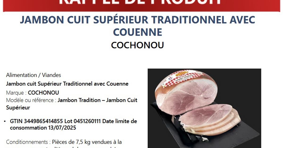 Sağlık. Listeria: Leclerc'te satılan Cochonou jambonu tüketime uygun değil