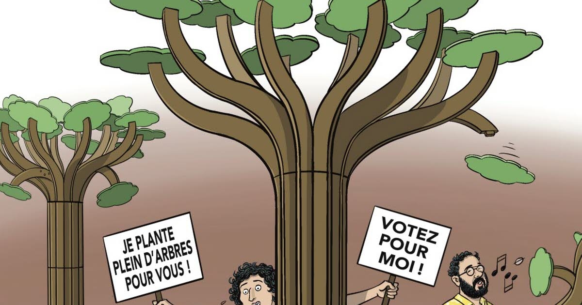 Strazburg. Yannick Lefrançois'nın haftanın çizimi: kit trees ve Jeanne Barseghian, aday