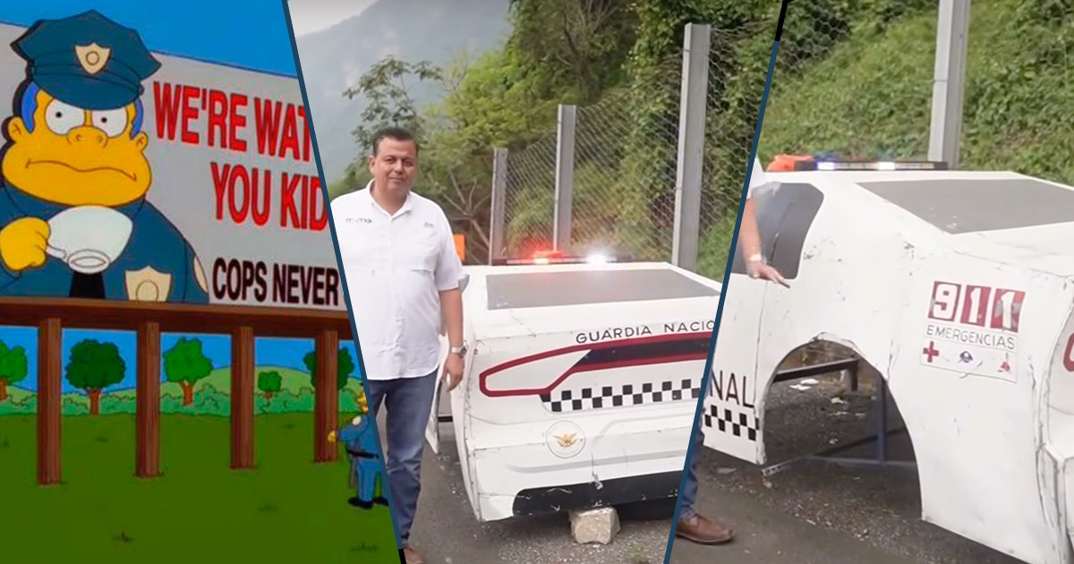 Hanno messo delle auto di pattuglia di cartone così gli autisti possono cagarsi addosso.