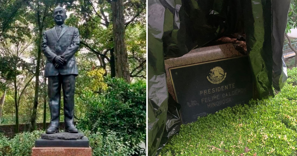 Segno divino: statua lapidea sull'albero di Felipe Calderón che si trovava a Los Pinos
