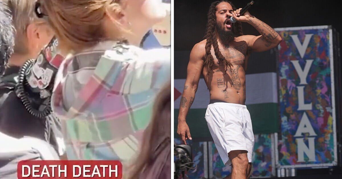 Moment Palestine Action supporter is caught imitating Bob Vylan's Glastonbury chant