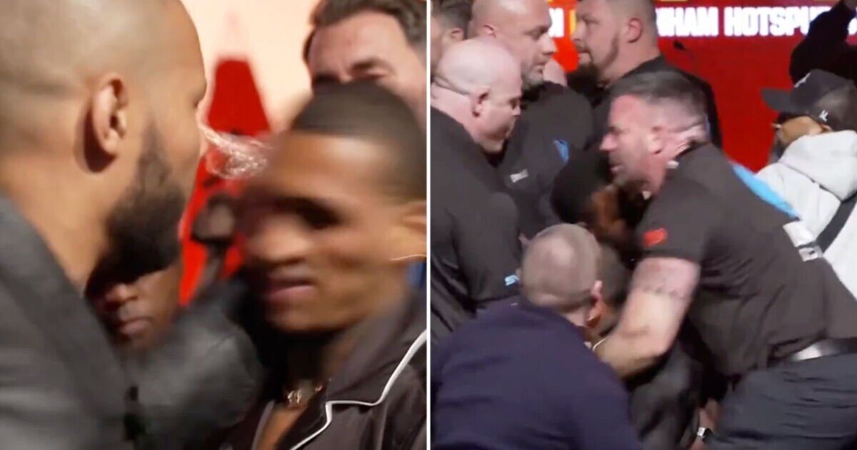 Chris Eubank Jr. schlägt Conor Benn mit einem Ei, als eine wütende Pressekonferenz im Chaos versinkt