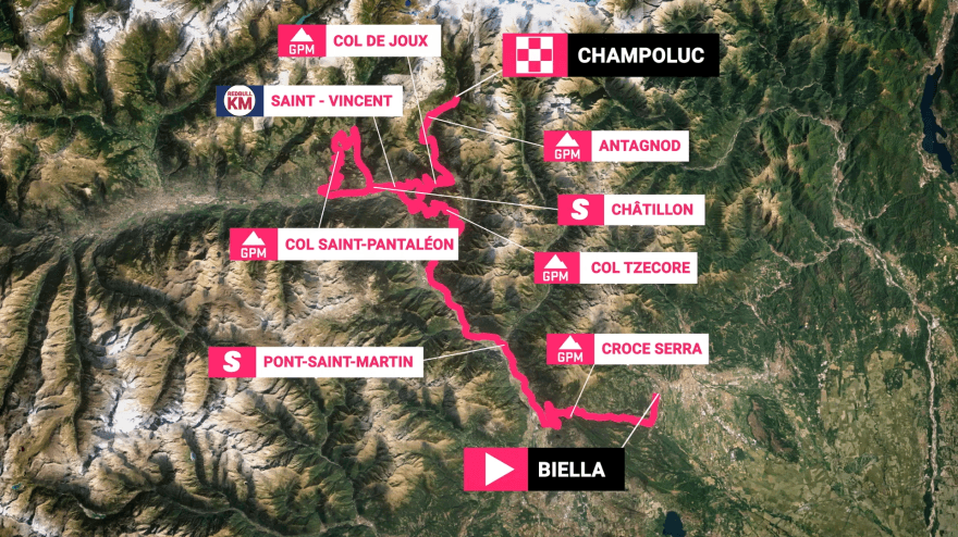Giro d'Italia, vandaag etappe 19 van Biella naar Champoluc: de route