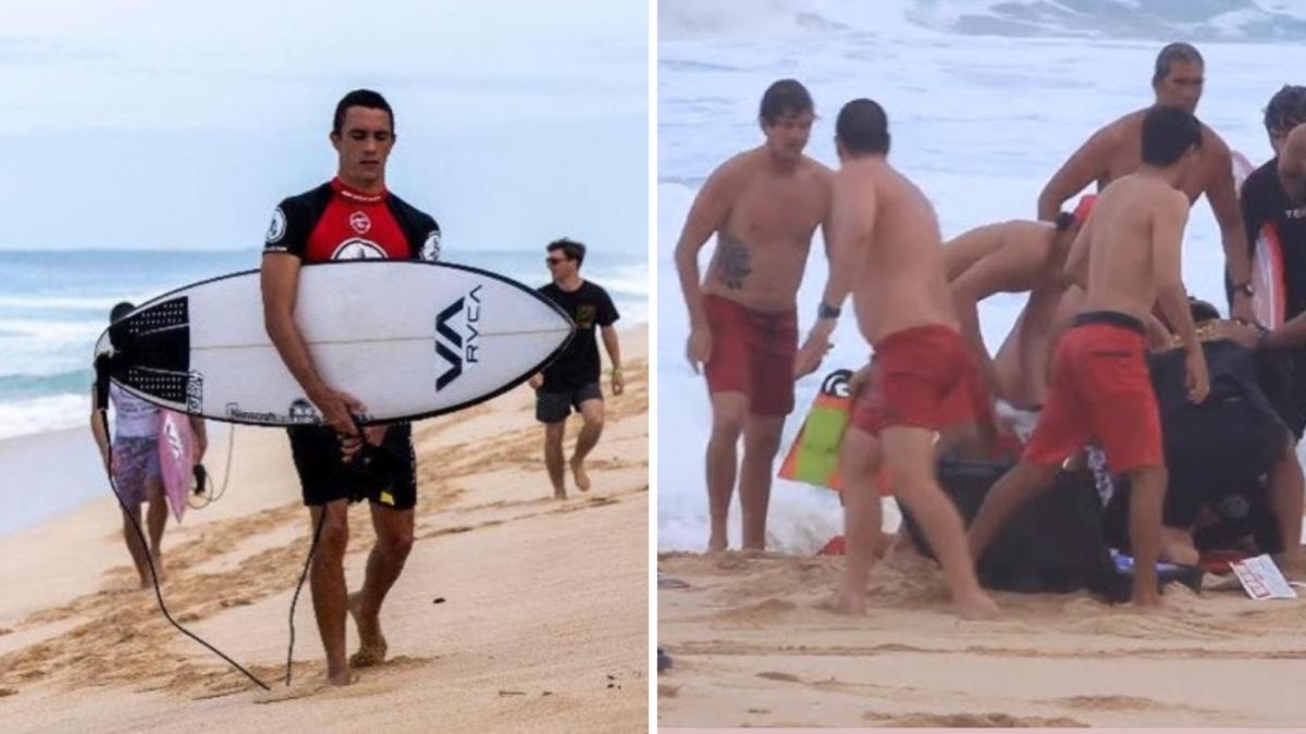 Makai McNamara, o surfista sobrevive milagrosamente após ser atingido por uma onda