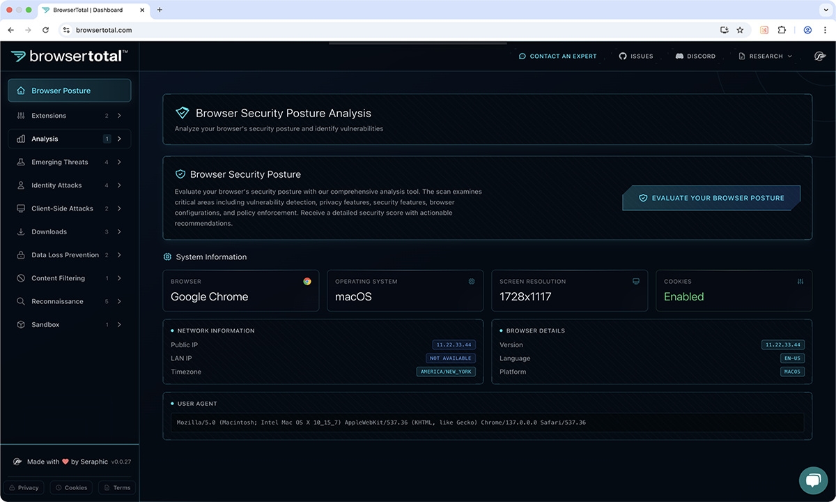 Seraphic Security presenta BrowserTotal™: una evaluación gratuita de seguridad del navegador basada en IA para empresas.