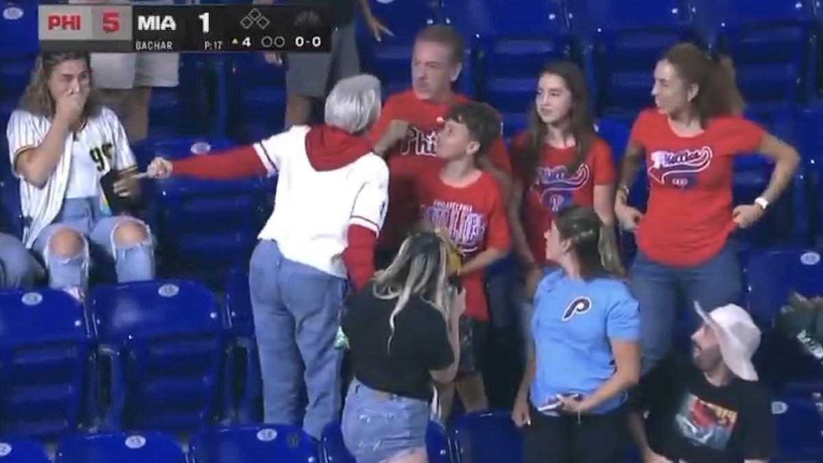 Astonishing moment angry woman bullies dad at MLB game into giving her home run ball he claimed for his son