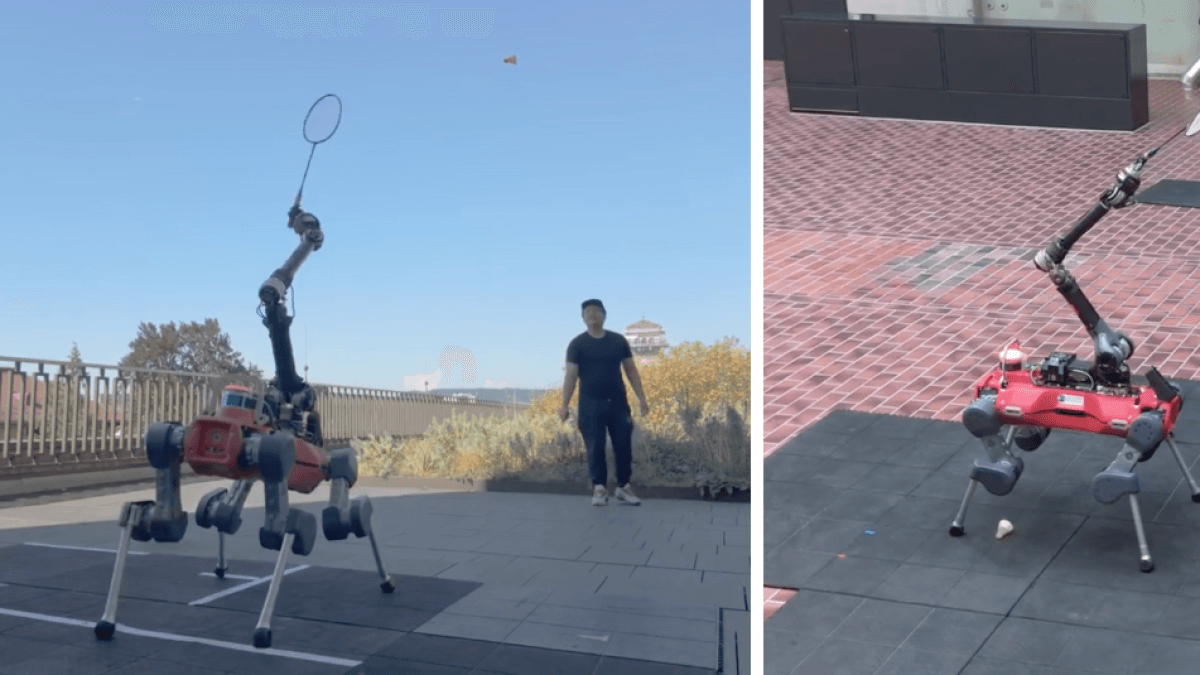 Bir laboratuvar, insanlarla badminton oynayan yapay zeka destekli bir robot geliştiriyor.