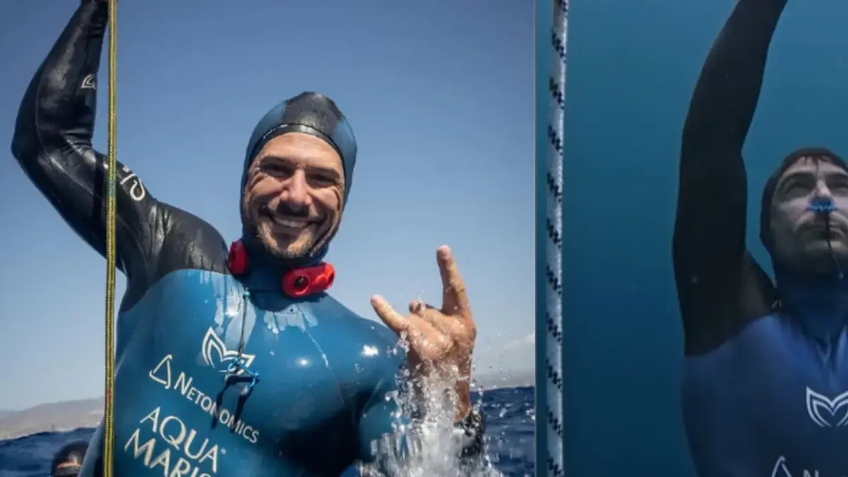 Vitomir Maričić, o homem que conseguiu prender a respiração debaixo d'água por 29 minutos e quebrou um recorde mundial.