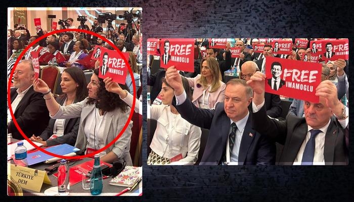 Obraz, który poruszył media społecznościowe! Członkowie Partii Demokratycznej (DEM) nie usunęli transparentu „Uwolnić İmamoğlu”, oświadczył Sezai Temelli