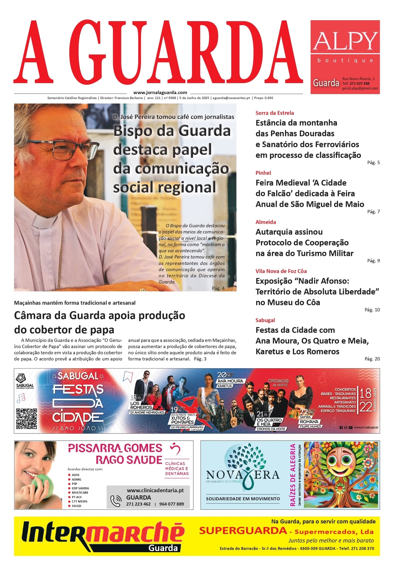Portada de la edición del 5 de junio de 2025 del periódico A GUARDA