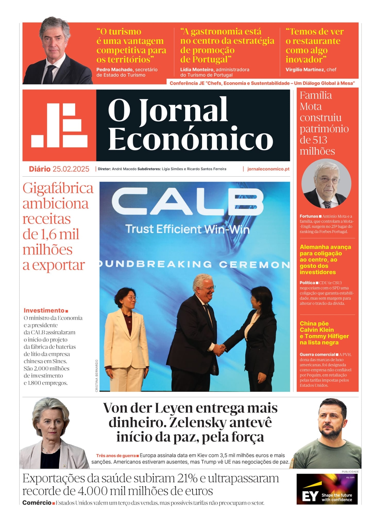 Jornal Económico'nun 25 Şubat tarihli ön sayfası