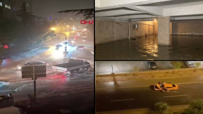 Fuertes lluvias en Ankara: algunas casas y lugares de trabajo se inundaron y los vehículos tuvieron problemas
