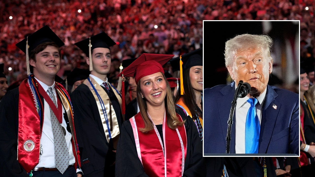 Trump les dice a los graduados de la Universidad de Alabama que no sean "víctimas" y dice que en Estados Unidos "rechazamos esa idea".