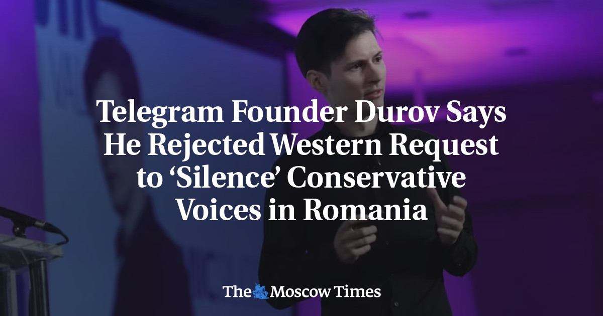 Fundador do Telegram, Durov, diz que rejeitou pedido ocidental para "silenciar" vozes conservadoras na Romênia