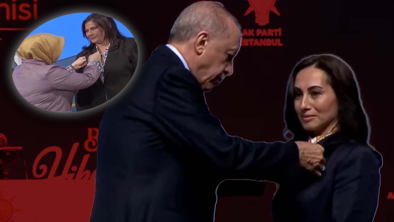 Erdoğan a épinglé l'insigne sur Özlem Vural Gürzel