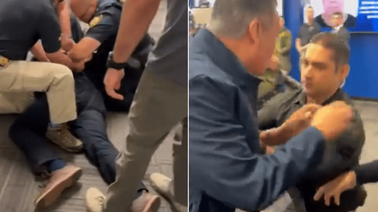 Senator USA skuty kajdankami za plecami po spotkaniu z ministrem