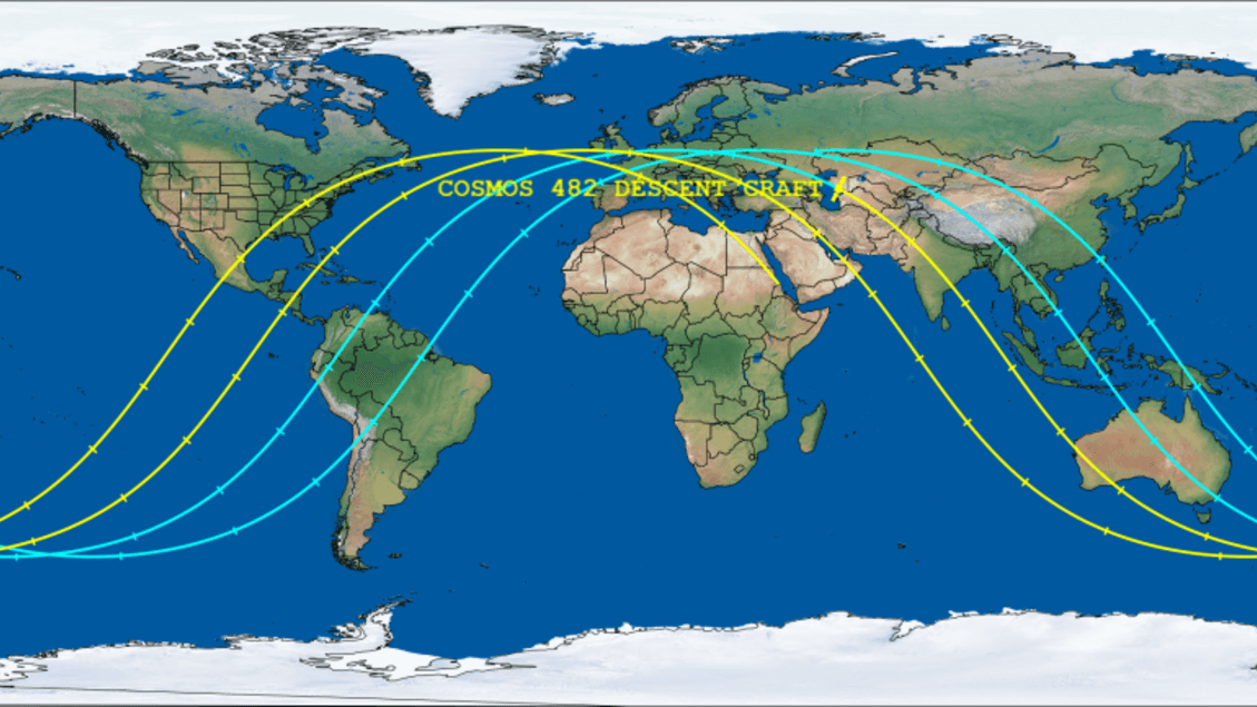 Sowjetische Sonde Kosmos 482 steht kurz vor dem Absturz
