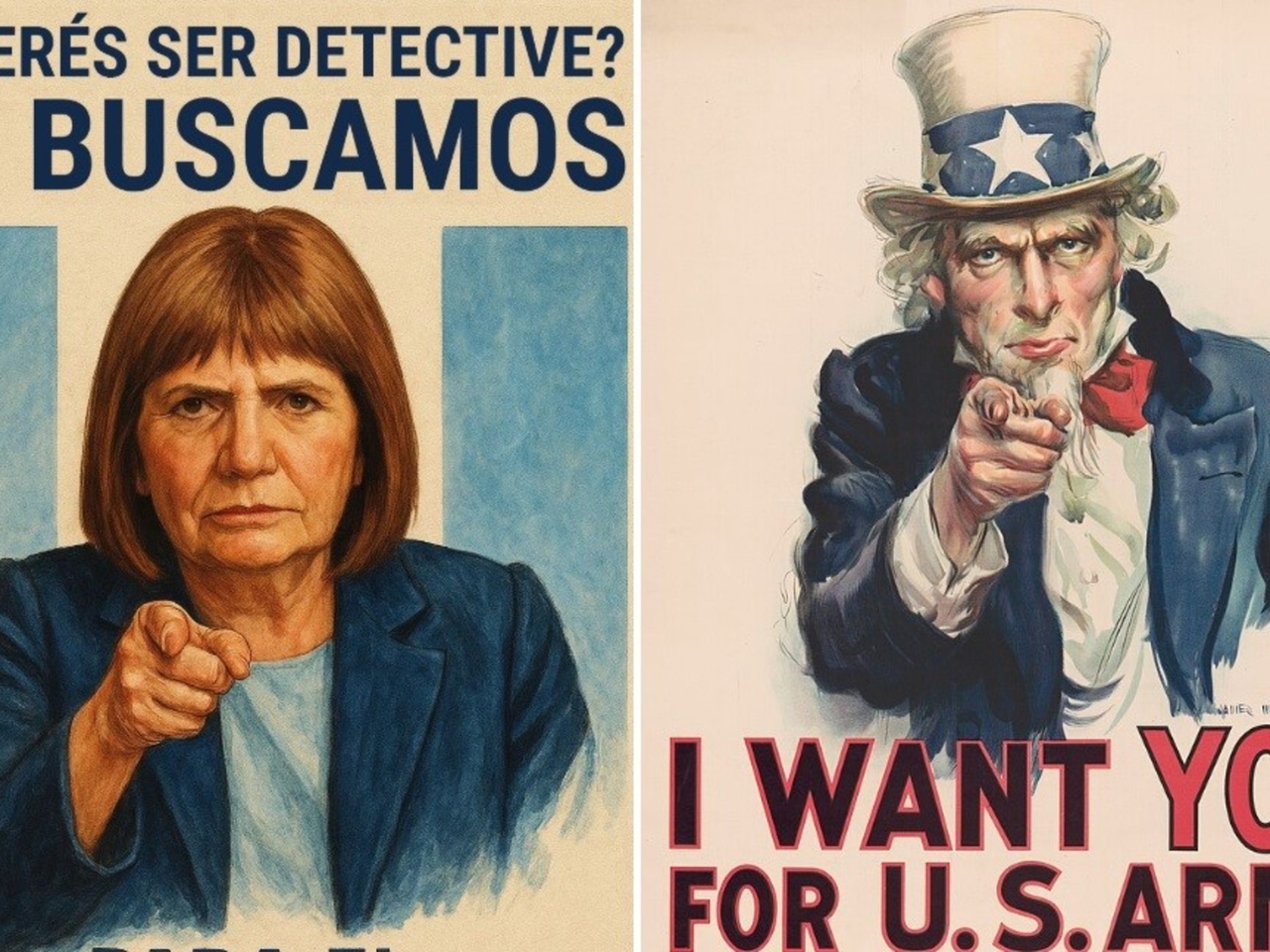 "Hey, wannabe Sherlock Holmes": Patricia Bullrich's eye-catching campaign and her "Uncle Sam" style poster