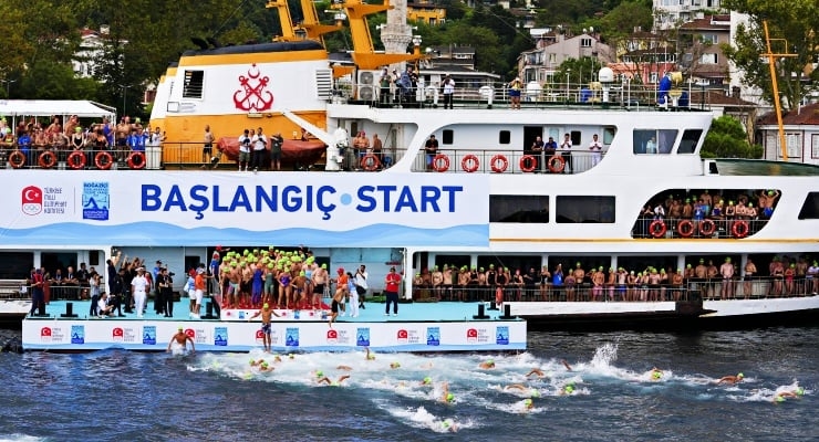 The Bosphorus Cross-Continental Swimming Race has begun