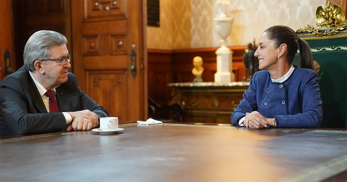 Claudia Sheinbaum se encontra com Jean-Luc Mélenchon, líder do movimento France Insoumise