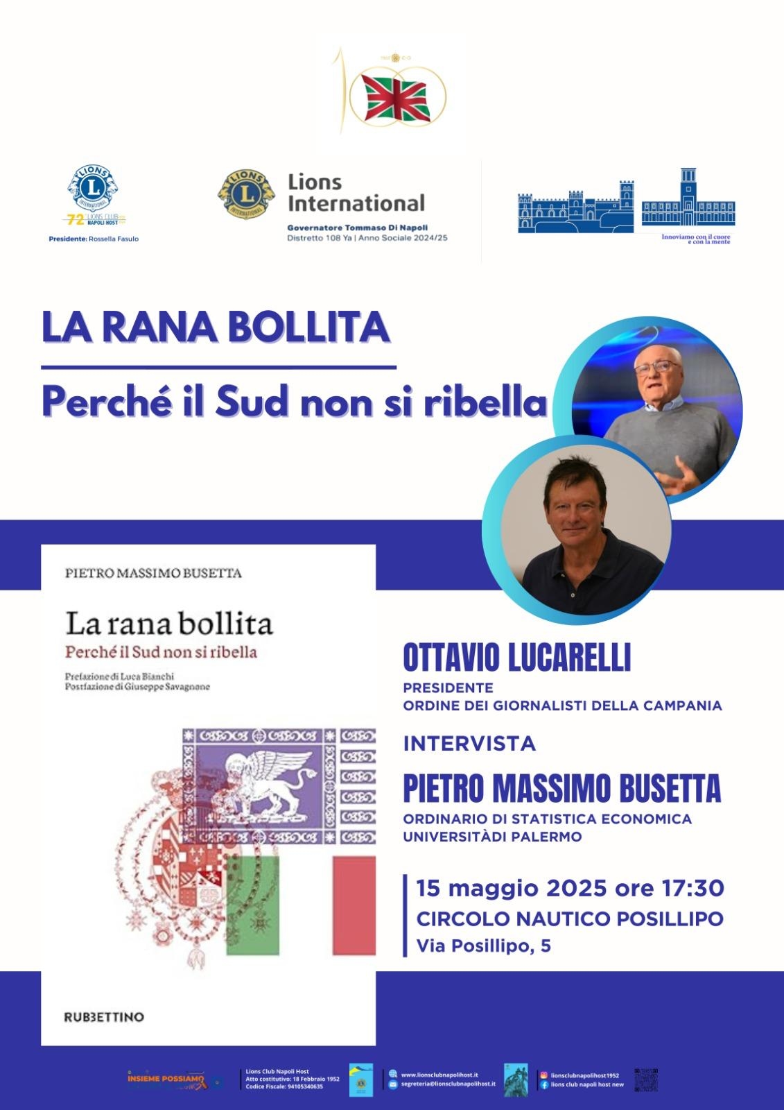 Por que o Sul não se rebela? “A Rã Cozida” de Pietro Massimo Busetta amanhã no Circolo Posillipo