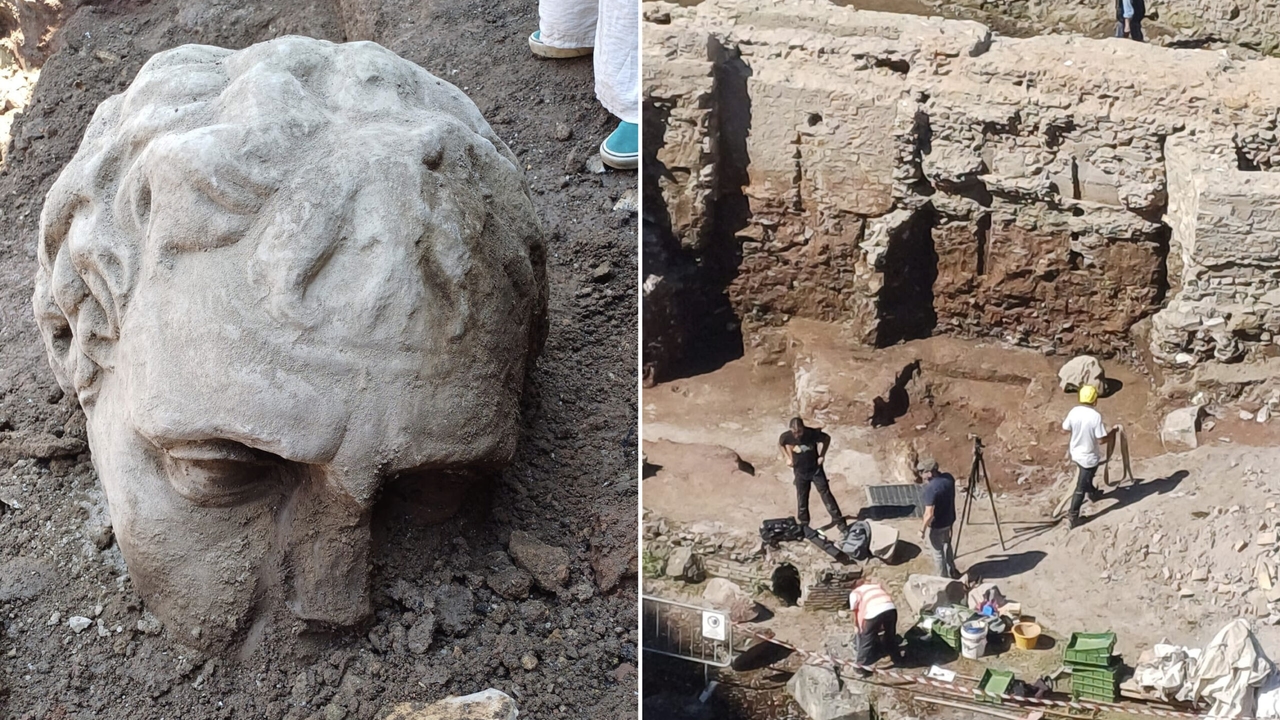 Arqueología, una antigua cabeza de mármol emerge de las excavaciones del Foro Trajano