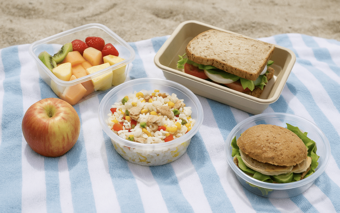 Lief strand, lunchpakketten zijn weer helemaal terug: "groene" salades en broodjes zijn populair op het strand.