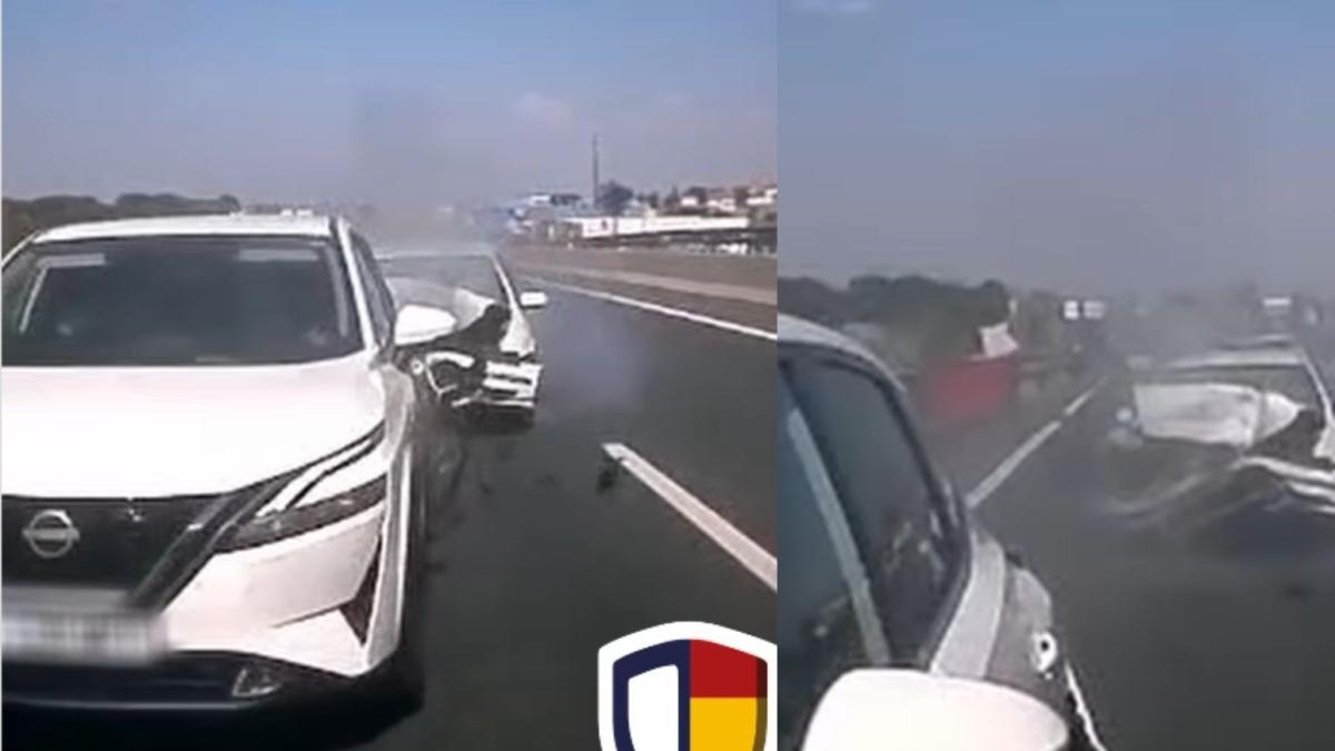 L'effet domino qui fait que trois voitures s'entrechoquent a été filmé : « Ouf, la première est complètement détruite. »