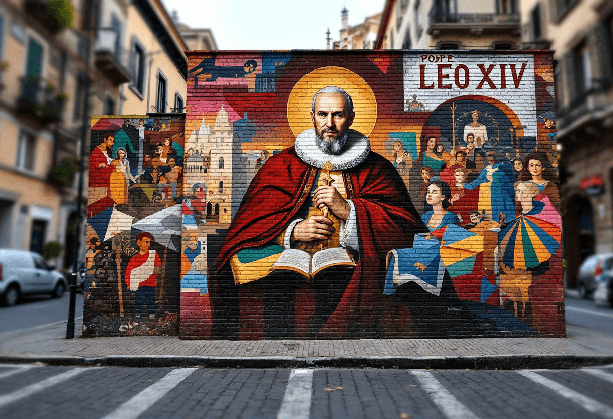 Un murale dedicato a Papa Leone XIV a Milano