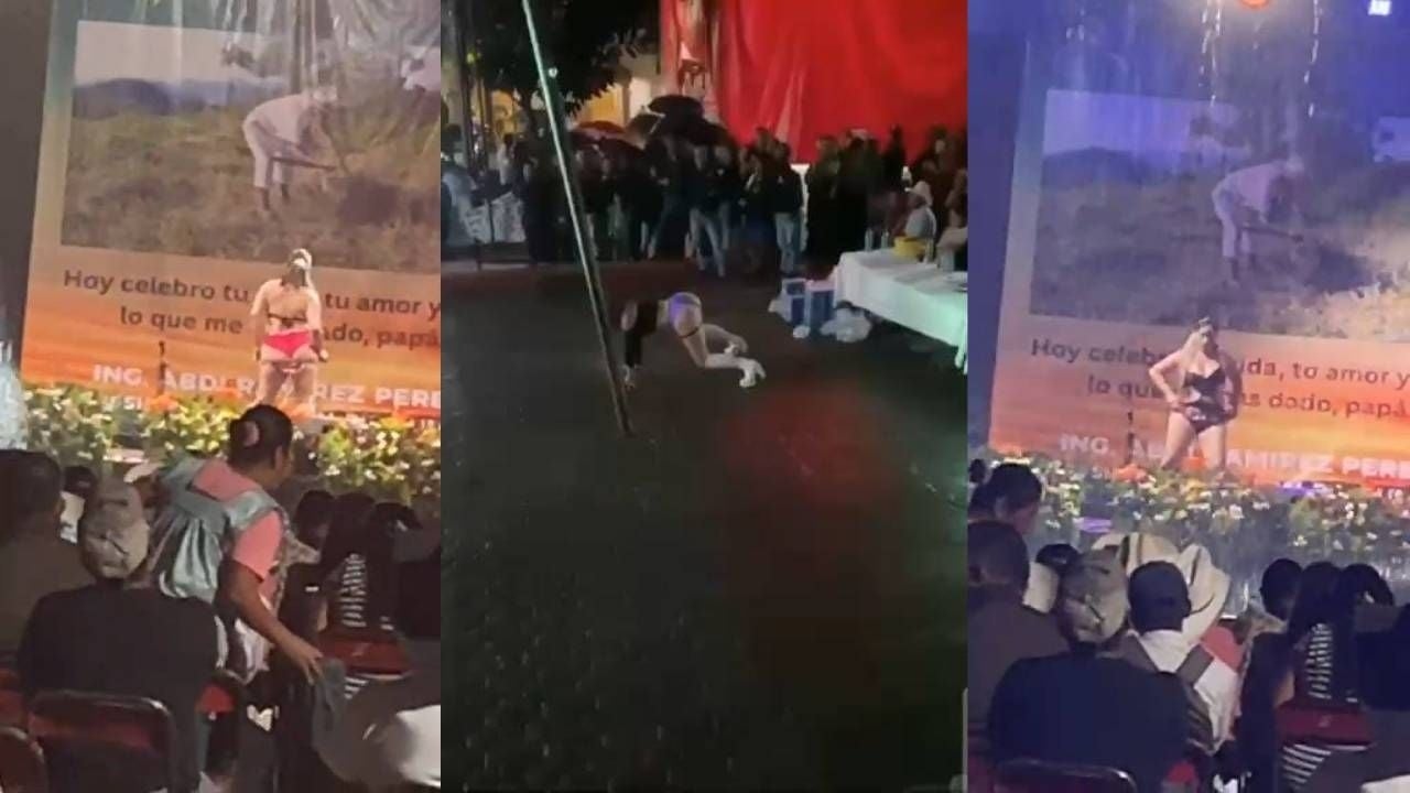 Het stadhuis van Olintla, Puebla, viert Vaderdag met exotische danseressen.