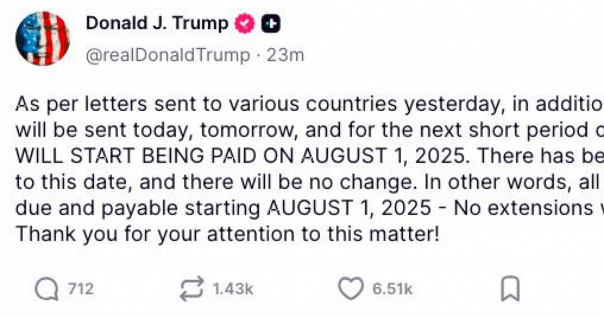 Trump sends six new letters to countries, including the Philippines and Algeria: tariffs ranging from 20 to 30 percent.