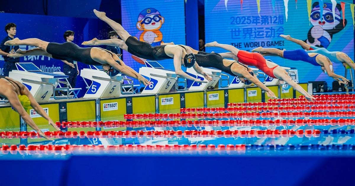 World Games, das italienische Rettungsteam steht am Himmel von Chengdu
