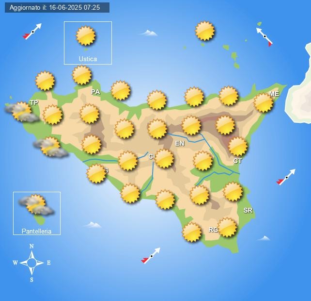 Clima na Sicília terça-feira 17 de junho