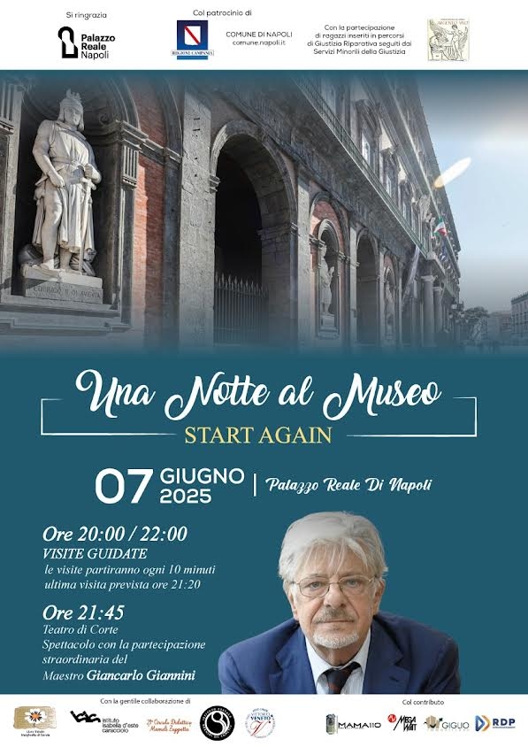 “Una noche en el museo – Empezar de nuevo” en el Palacio Real de Nápoles: estrella invitada Giancarlo Giannini