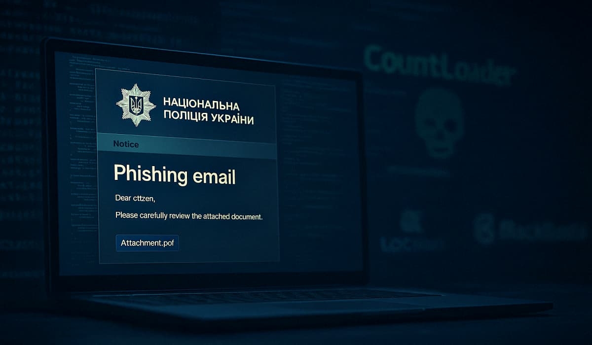 Fałszywe e-maile ukraińskiej policji rozprzestrzeniają nowy program CountLoader Malware Loader