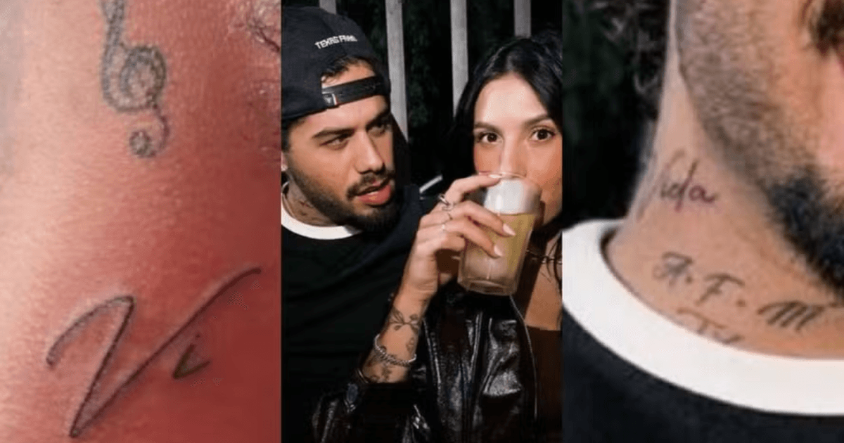 Zé Felipe modifica el tatuaje que se había hecho en honor a Virginia Fonseca.