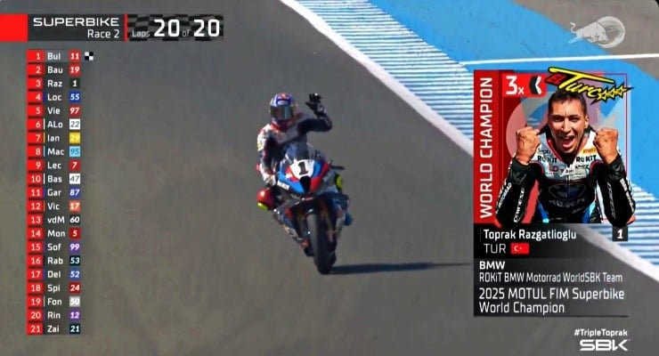 National motorcyclist Toprak Razgatlıoğlu became world champion for the third time
